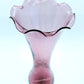 Amethyst Art Glass Vase Twisted Pedestal Ruffled Crimped Edge Purple