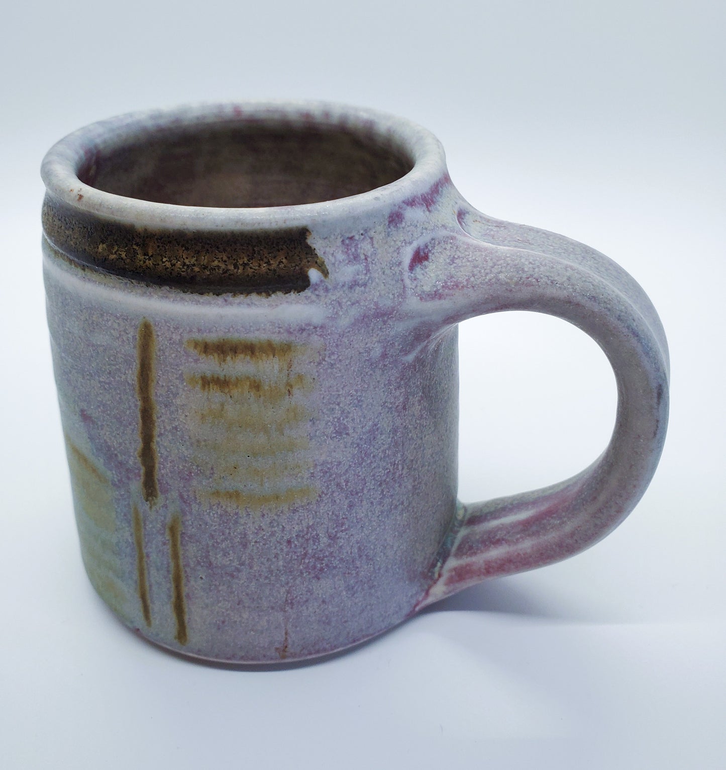 Studio Art Pottery Mug Found In Vermont Signed By The Artist Purples Tans