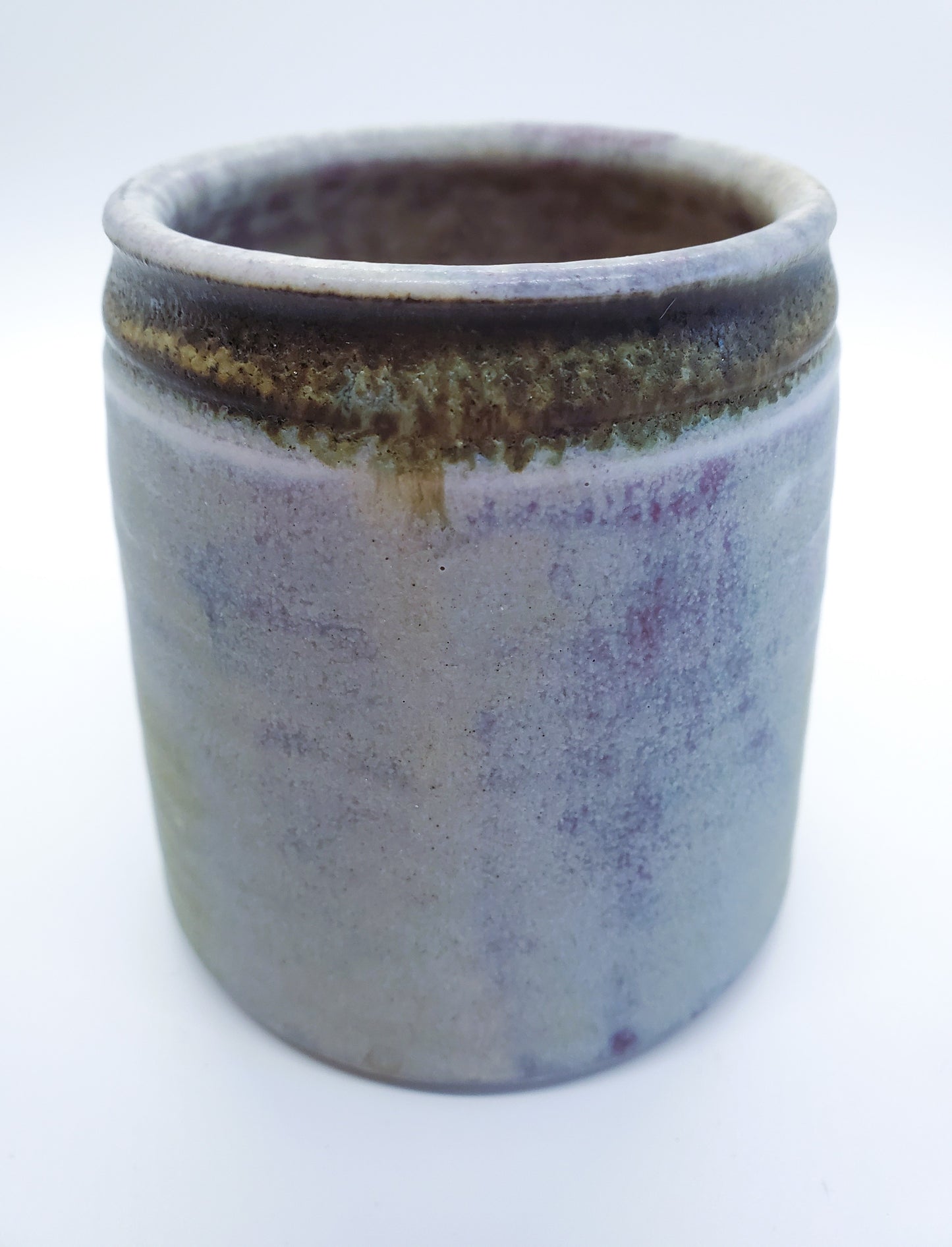 Studio Art Pottery Mug Found In Vermont Signed By The Artist Purples Tans