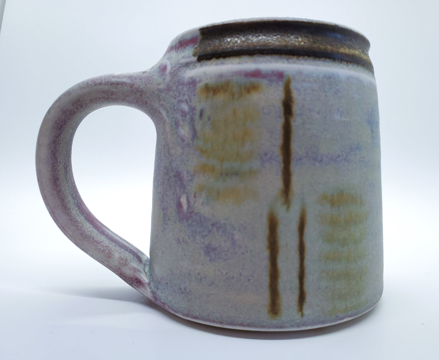 Studio Art Pottery Mug Found In Vermont Signed By The Artist Purples Tans