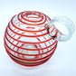 Blown Art Glass Peppermint Swirl Vase Applied Reed Looped Handle