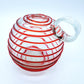 Blown Art Glass Peppermint Swirl Vase Applied Reed Looped Handle