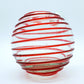 Blown Art Glass Peppermint Swirl Vase Applied Reed Looped Handle