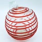 Blown Art Glass Peppermint Swirl Vase Applied Reed Looped Handle