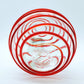 Blown Art Glass Peppermint Swirl Vase Applied Reed Looped Handle