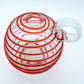 Blown Art Glass Peppermint Swirl Vase Applied Reed Looped Handle