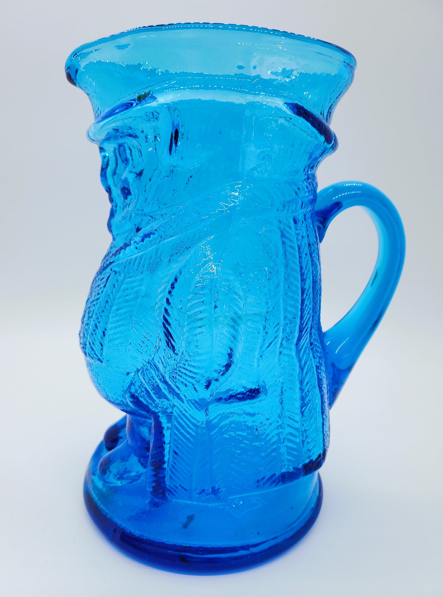 Art Glass George Washington Pitcher Vase Blue