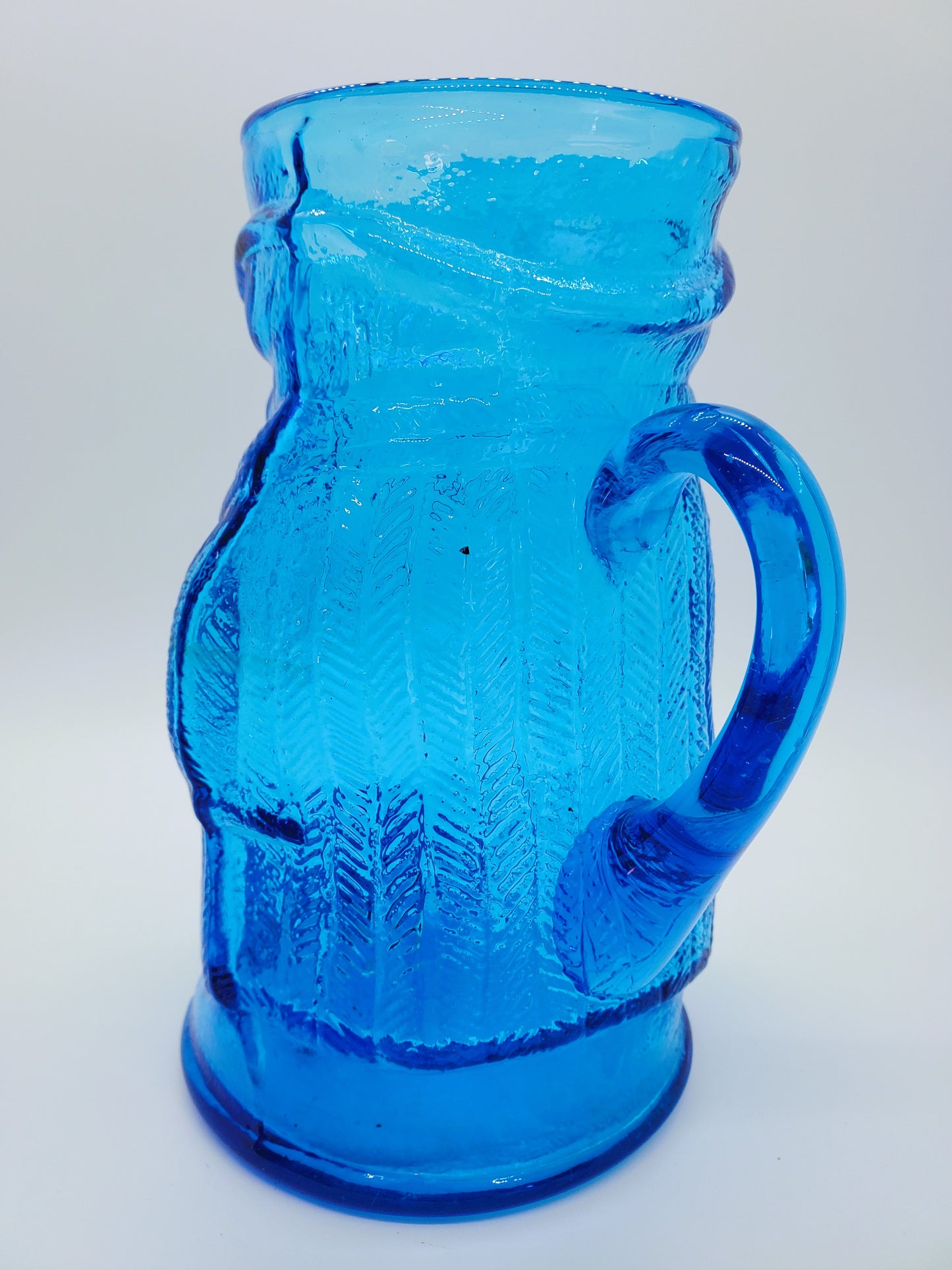 Art Glass George Washington Pitcher Vase Blue