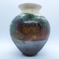 Raku Art Pottery Vase With Horse Hair And Drip Lava Glaze Signed