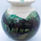 Raku Art Pottery Vase With Horse Hair And Drip Lava Glaze Signed