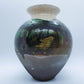 Raku Art Pottery Vase With Horse Hair And Drip Lava Glaze Signed