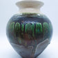 Raku Art Pottery Vase With Horse Hair And Drip Lava Glaze Signed