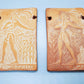 Vintage Art Pottery Wall Tiles Made In Greece Terracotta With Leather Straps