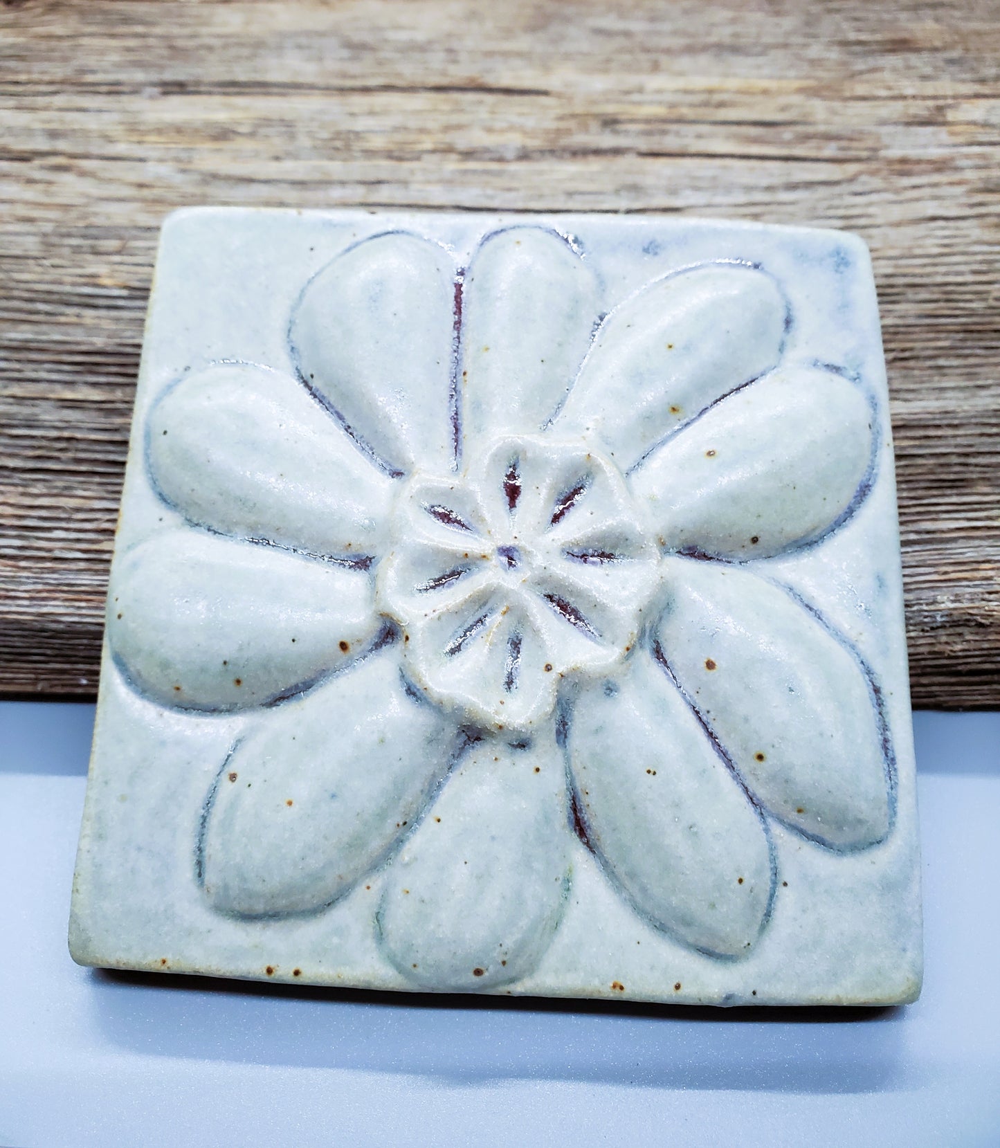 Studio Pottery Rising Meadow Vermont Hand Made Wall Tile For Hanging Flower