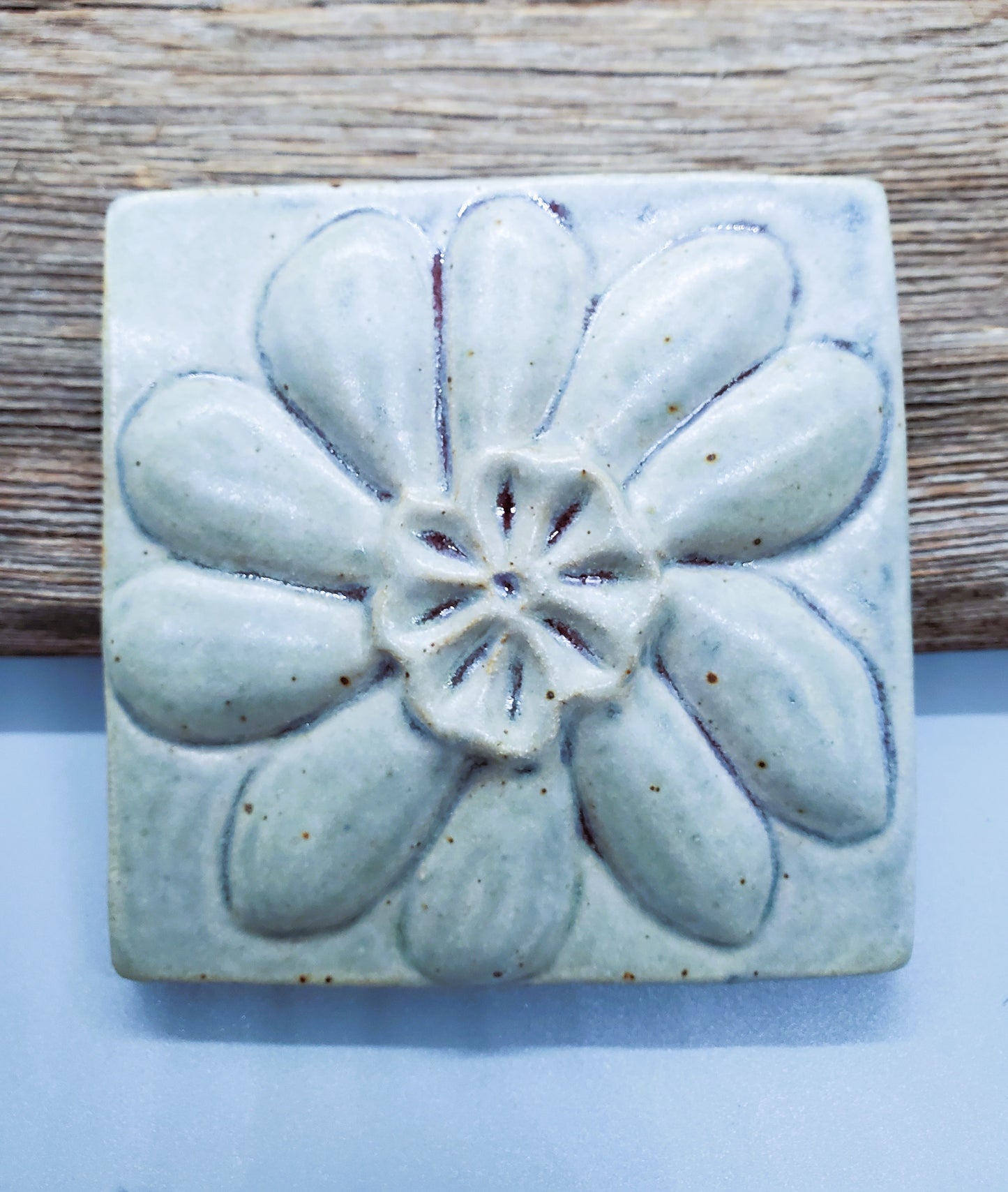 Studio Pottery Rising Meadow Vermont Hand Made Wall Tile For Hanging Flower