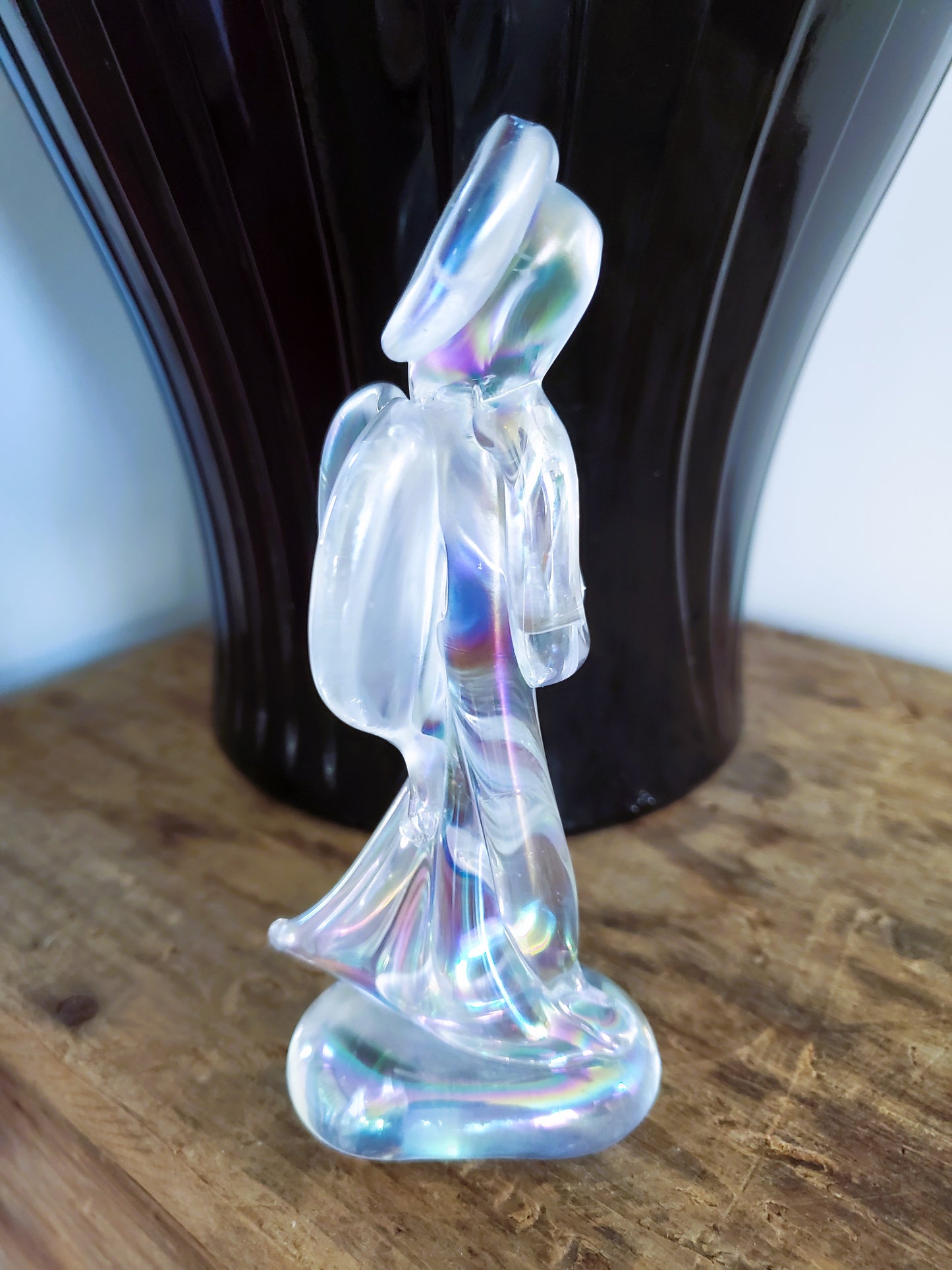 Iridescent Glass Angel Figurine Christmas Decoration Holiday Decor