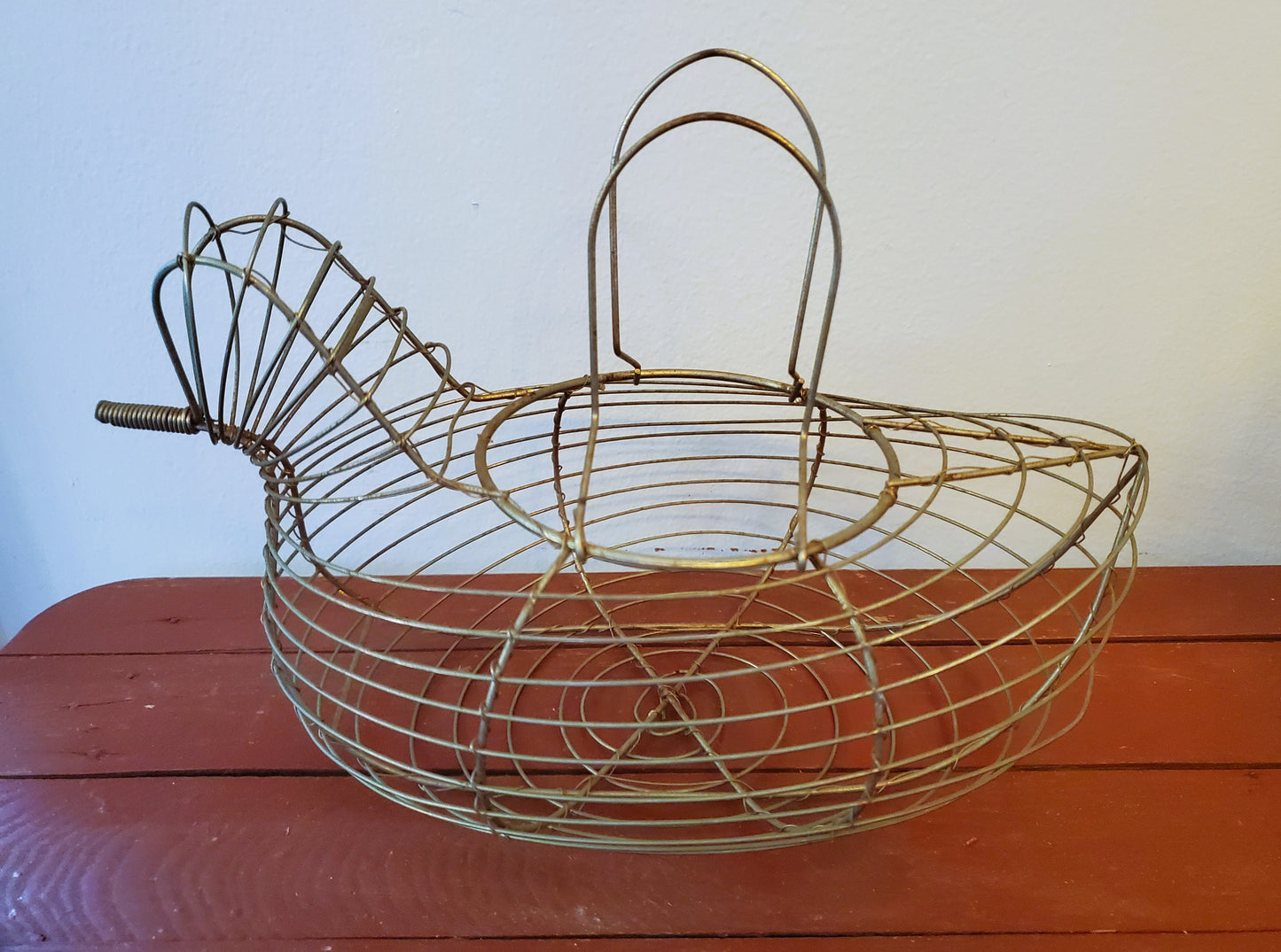 Vintage Chicken Egg Gathering Basket, Chicken Wire Egg Gathering