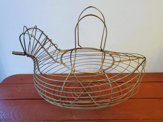 Vintage Wire Egg Collecting Basket Bird Duck Chicken Primitive Rustic Decor