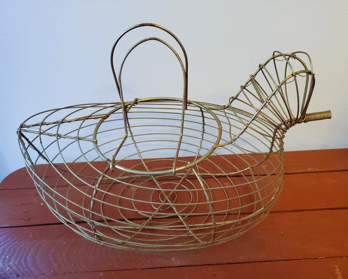 Wire Chicken Egg Basket, Vintage Wire Egg Gathering Basket, Wire