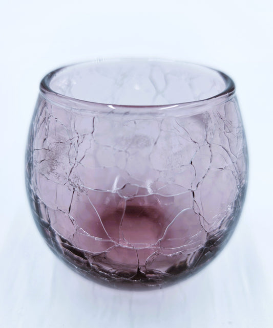 Vintage Purple Crackle Glass Votive